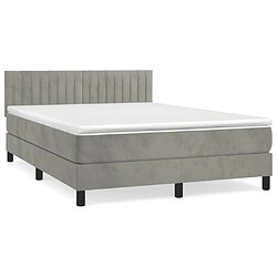 vidaXL Sommier à lattes de lit et matelas Gris clair 140x190cm Velours