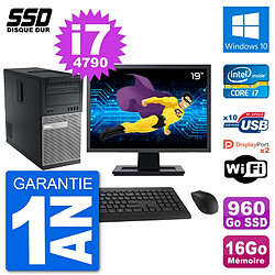 PC Tour Dell 9020 Ecran 19" Intel i7-4790 RAM 16Go SSD 960Go Windows 10 Wifi · Occasion 