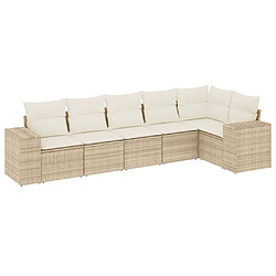 vidaXL Salon de jardin avec coussins 6 pcs beige résine tressée