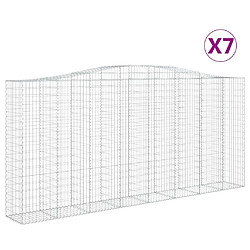 vidaXL Paniers à gabions arqués 7 pcs 400x50x180/200 cm Fer galvanisé