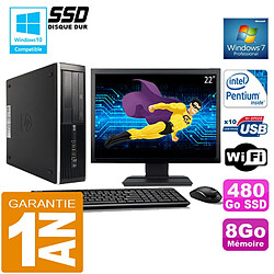 PC HP Compaq 8300 SFF Intel G850 Ram 8Go Disque 480 Go SSD Wifi W7 Ecran 22" · Occasion 