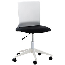 Decoshop26 Chaise de bureau sur roulettes moderne pivotante hauteur réglable plastique blanc et tissu noir BUR10487 