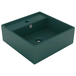 vidaXL Lavabo carré à trop-plein Vert foncé mat 41x41 cm Céramique 