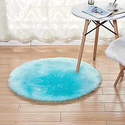 LUUCOZK Tapis Moelleux en Fausse Fourrure Tapis Shaggy pour Chambre à Coucher Salon - Rond-Bleu Clair-80x80 cm