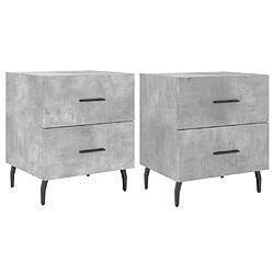 Maison Chic Tables de chevet 2pcs - Table basse Table de nuit - gris béton 40x35x47,5cm bois d’ingénierie -MN36590