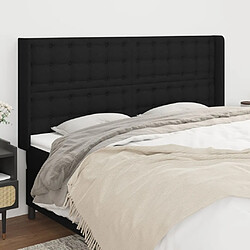 Maison Chic Tête de lit scandinave avec oreilles,meuble de chambre Noir 163x16x118/128 cm Tissu -MN32007