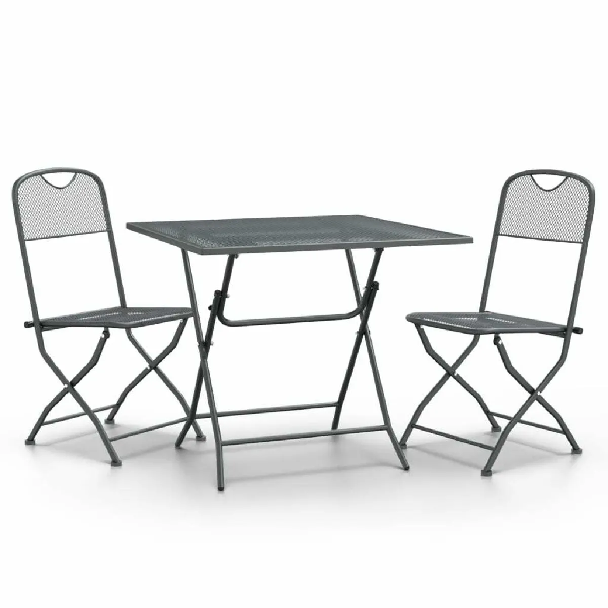 Maison Chic Mobilier à dîner 3 pcs de jardin - Ensemble table et chaises d'extérieur - Salon/Mobilier de jardin classique Maille Métal Anthracite -MN94960