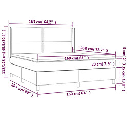 Maison Chic Lit adulte- Lit + matelas + LED,Sommier à lattes de lit matelas et LED Marron foncé 160x200 cm -GKD81628 pas cher