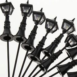 Avis 10pcs Modèle De Poteau De Lampe De Train Miniature 12V LED Lumière Pour Paysage De Rue 1: 100 Blanc Chaud