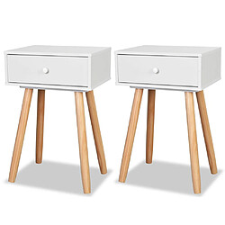 vidaXL Table de chevet 2 pcs Bois de pin massif 40 x 30 x 61 cm Blanc