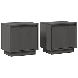 vidaXL Tables de chevet 2 pcs Gris 40x30x40 cm Bois de pin solide