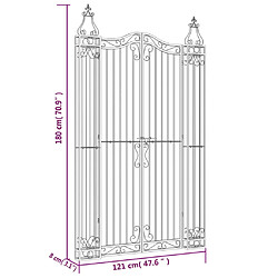 vidaXL Portail de jardin noir 121x8x180 cm fer forgé pas cher