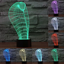 Wewoo Lampe 3D Cobra Style 7 Couleur Décoloration Creative Visual Stéréo 3D Tactile Commutateur LED Lumière Bureau de Nuit