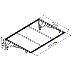 Marquise transparente 88x135,5cm gris - 702697 - PALRAM