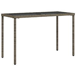 vidaXL Table de jardin dessus en verre gris 115x54x74cm résine tressée