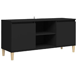 vidaXL Meuble TV avec pieds en bois massif Noir 103,5x35x50 cm