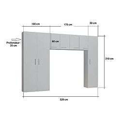 Acheter Inside 75 Ensemble de rangement pont 4 portes gris béton largeur 320 cm