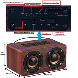 Acheter Wewoo Enceinte Bluetooth Haut-parleur en bois W5 Portable HiFi Shock Bass brun foncé