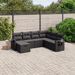 Maison Chic Ensemble Tables et chaises d'extérieur 7pcs avec coussins,Salon de jardin noir résine tressée -GKD509613