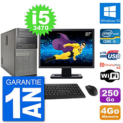 PC Tour Dell 7010 Ecran 27" Intel i5-3470 RAM 4Go Disque 250Go Windows 10 Wifi - Occasion