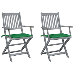 Maison Chic Lot de 2 Chaises pliables d'extérieur avec coussins | Chaises de jardin | Fauteuil Relax Bois d'acacia -GKD67246