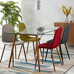 Lot de 2 chaises design moderne avec revêtement en tissu blanc pieds en métal effet bois pour cuisine salon salle à manger chambre bureau Versanora Minimalista VNF-00025W-UK