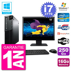 PC Lenovo M82 SFF Ecran 19" i7-3770 RAM 16Go Disque 250Go Graveur DVD Wifi W7 - Occasion