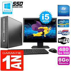 PC HP EliteDesk 800 G1 SFF Core I5-4570 8Go Disque 480 Go SSD Wifi W7 Ecran 19" · Occasion 