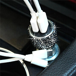 Wewoo Chargeur rapide double USB en alliage d'aluminium QC3.0 de voiture diamant noir de jais 