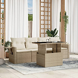 vidaXL Salon de jardin avec coussins 5 pcs beige résine tressée 