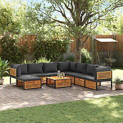 vidaXL Salon de jardin avec coussins 9 pcs bois massif d'acacia 