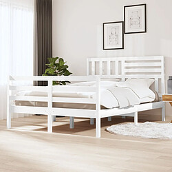 vidaXL Cadre de lit sans matelas blanc 150x200 cm bois massif