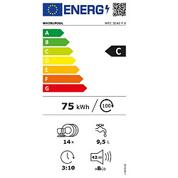 Lave-vaisselle 60cm 14 couverts 42db inox - wfc3c42px - WHIRLPOOL