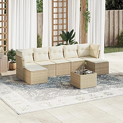 Maison Chic Salon de jardin avec coussins 8 pcs | Ensemble de Table et chaises | Mobilier d'Extérieur beige résine tressée -GKD77386