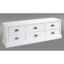 Pegane Commode en bois massif et MDF laqué blanc - Longueur 115 x Hauteur 40 x Profondeur 30 cm