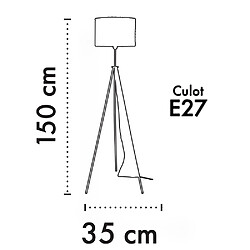 Acheter Sampa Helios Lampadaire moderne Bora 150cm métal noir et rotin naturel compatible LED