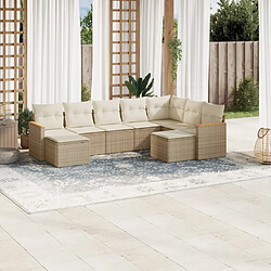 Maison Chic Salon de jardin avec coussins 9 pcs, Ensemble Tables et chaises de jardin, beige résine tressée -GKD621227