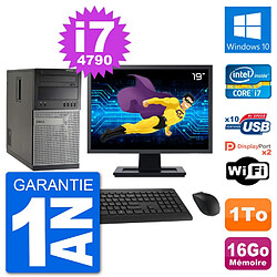 PC Tour Dell 7020 Ecran 19" Intel i7-4790 RAM 16Go Disque 1To Windows 10 Wifi - Occasion