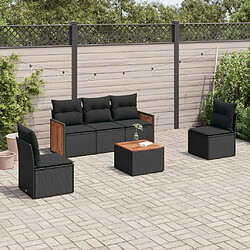 vidaXL Salon de jardin 6 pcs avec coussins noir résine tressée 