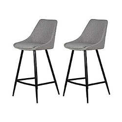 Mes Lot de 2 chaises de bar H67 cm en tissu gris clair - ORMOY