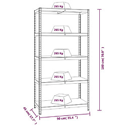 vidaXL Étagère à 5 niveaux 3 pcs Argenté Acier et bois ingénierie pas cher