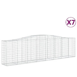 vidaXL Paniers à gabions arqués 7 pcs 400x50x100/120 cm Fer galvanisé