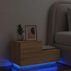 Maison Chic Table de chevet - Table de Nuit avec lumières LED chêne sonoma 70x36x40,5 cm