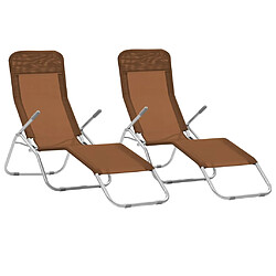 vidaXL Chaises longues pliables lot de 2 Textilène Taupe 