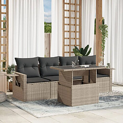 vidaXL Salon de jardin 5 pcs avec coussins gris clair résine tressée 