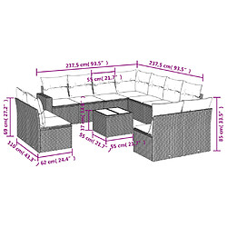 Avis vidaXL Salon de jardin avec coussins 12 pcs gris résine tressée