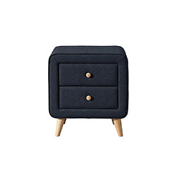 Avis Vente-Unique Table de chevet scandinave - 2 tiroirs - Tissu bleu - ELIDE