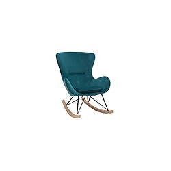 Miliboo Rocking chair design velours bleu pétrole ESKUA