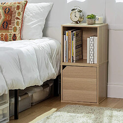 Iris Ohyama, Cube de rangement modulaire en bois MDF avec porte, Beige, 34.9 x 29 x 34.4 cm