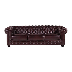 Vente-Unique Canapé chesterfield 4 places BRENTON 100% cuir de buffle bordeaux